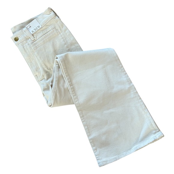 J.Crew '96 Flare Jeans High Rise Patch Pocket Off-White Ecru Denim Size 28 NEW - Picture 6 of 6
